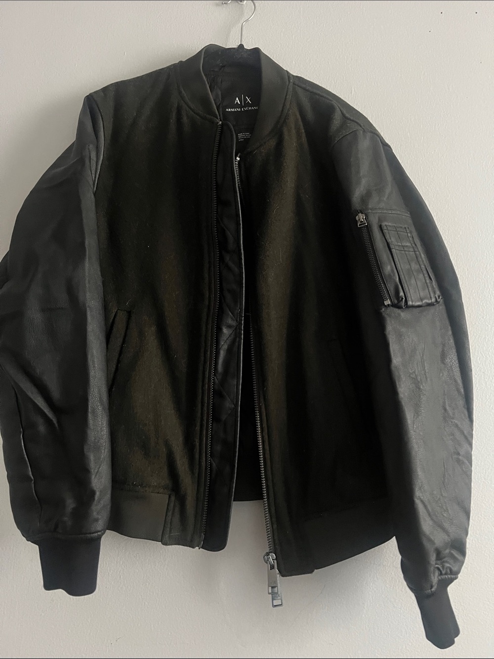 New A/X Armani Exchange Wool & Leather Bomber Jacket size S
